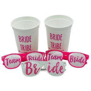 NEW Bride & Team Bride Bachelorette Party Sunglasses and Bridal Tribe cups